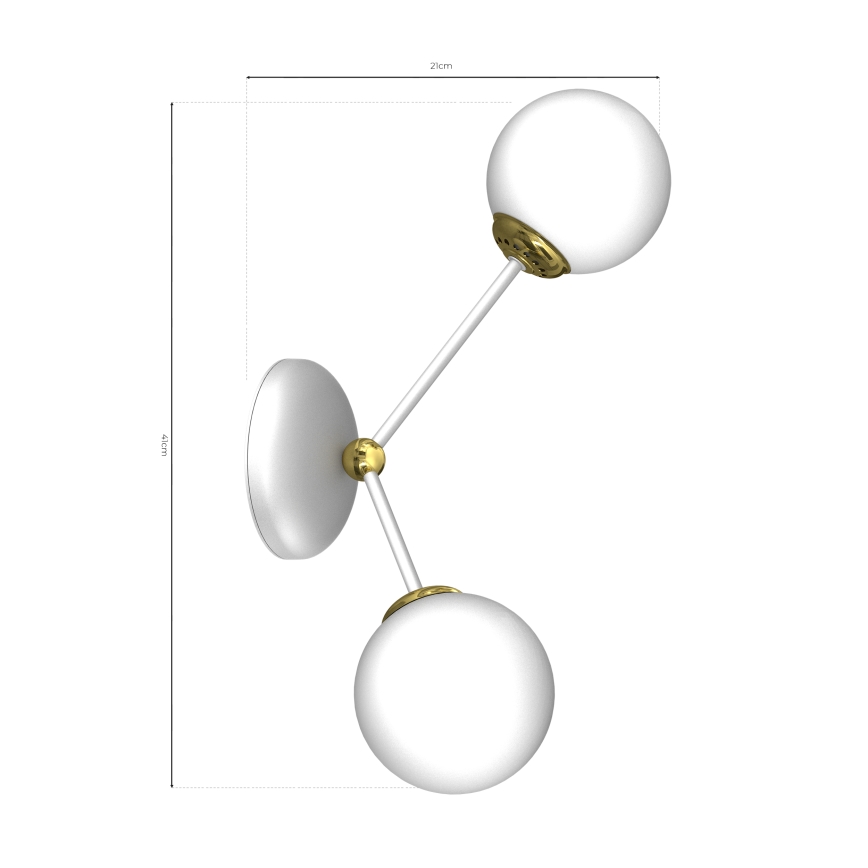 Vägglampa  JOY 2xE14/40W/230V vit /gyllene