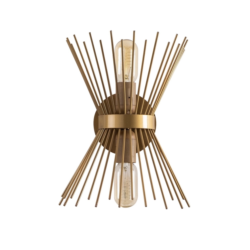 Vägglampa  KIRPI 2xE27/40W/230V gyllene