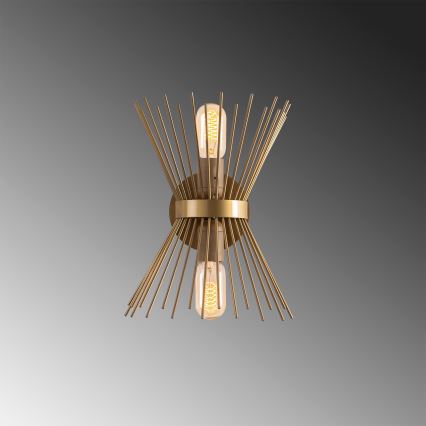 Vägglampa  KIRPI 2xE27/40W/230V gyllene