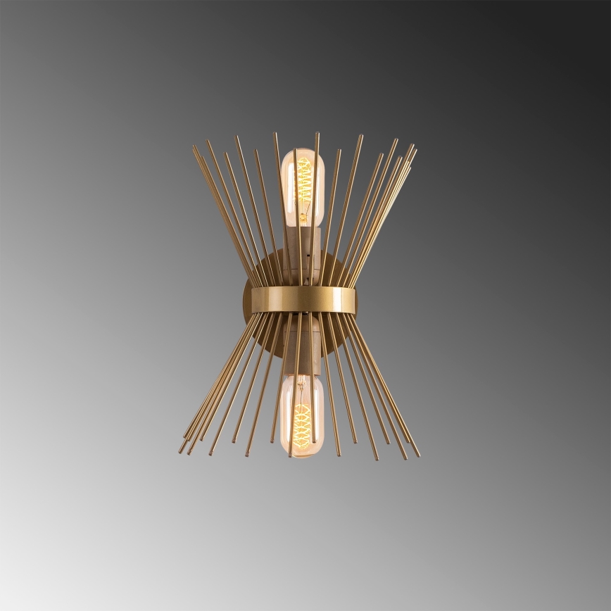Vägglampa  KIRPI 2xE27/40W/230V gyllene
