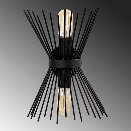 Vägglampa  KIRPI 2xE27/40W/230V svart 
