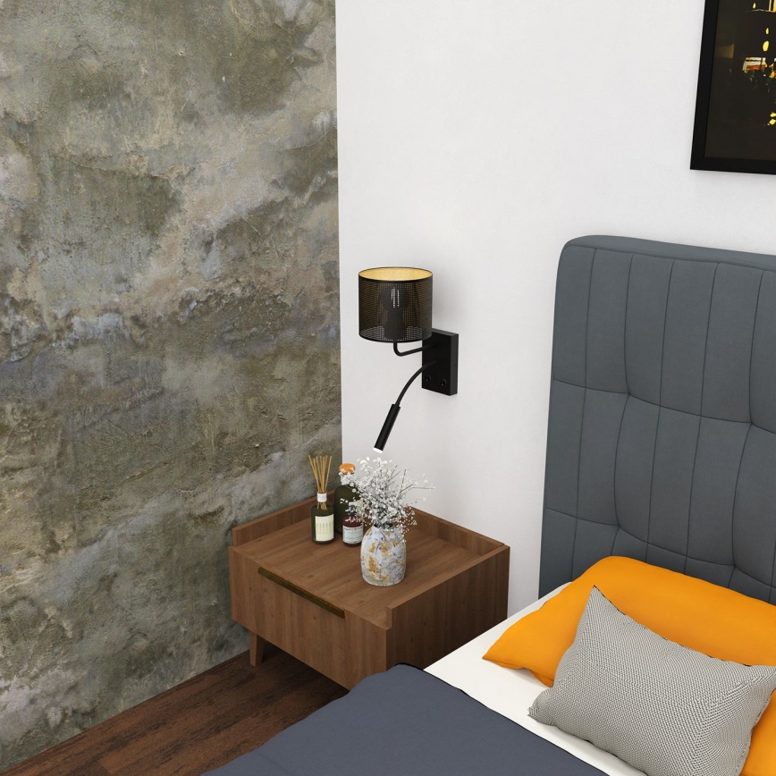 Vägglampa LOFT SHADE 1xE27/60W+1xG9/8W/230V svart/gyllene