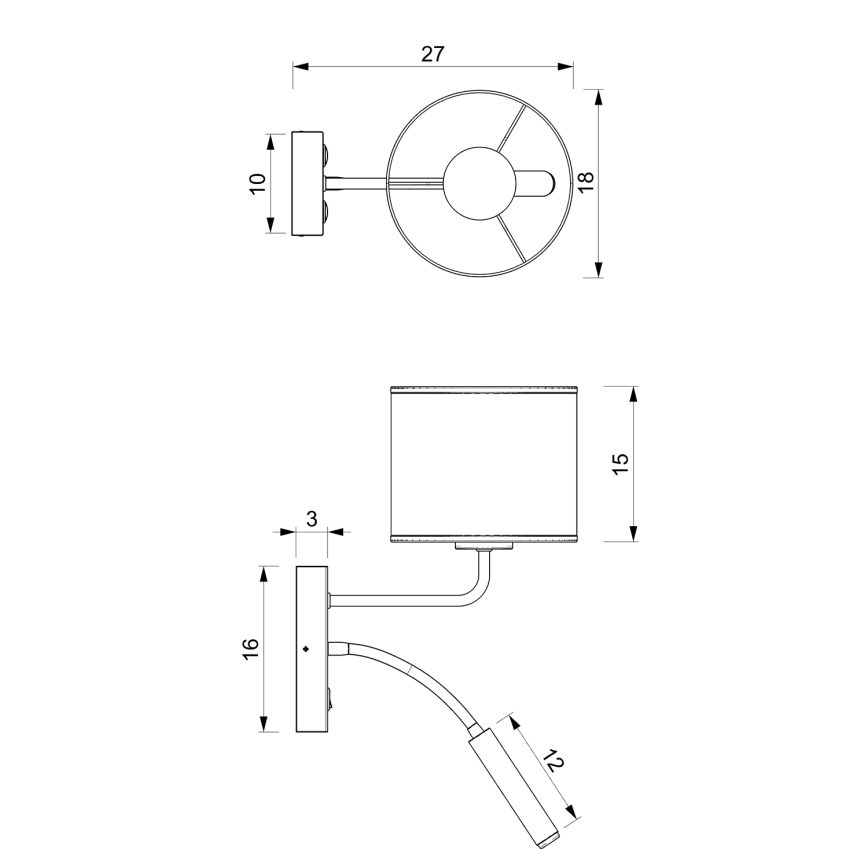 Vägglampa LOFT SHADE 1xE27/60W+1xG9/8W/230V vit/gyllene