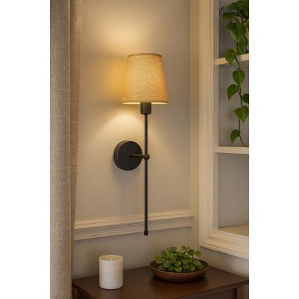 Vägglampa MADELA 1xE14/40W/230V jute/svart