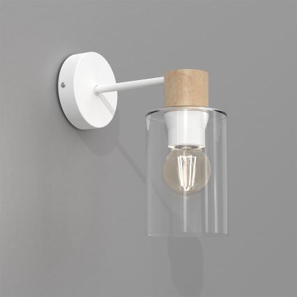 Vägglampa MADERA 1xE27/60W/230V vit/trä