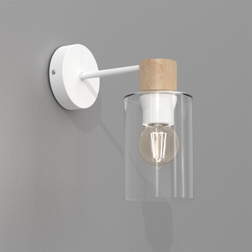 Vägglampa MADERA 1xE27/60W/230V vit/trä