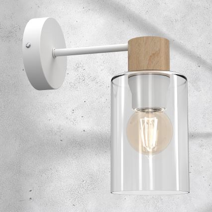 Vägglampa MADERA 1xE27/60W/230V vit/trä