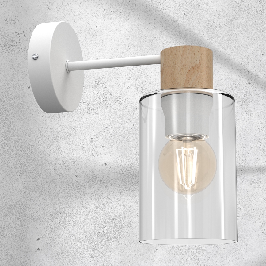 Vägglampa MADERA 1xE27/60W/230V vit/trä