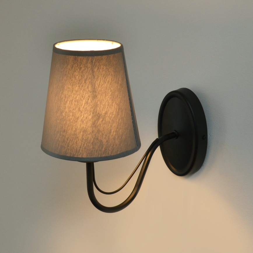 Vägglampa MALBO 1xE27/15W/230V grå/svart