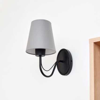 Vägglampa MALBO 1xE27/15W/230V grå/svart