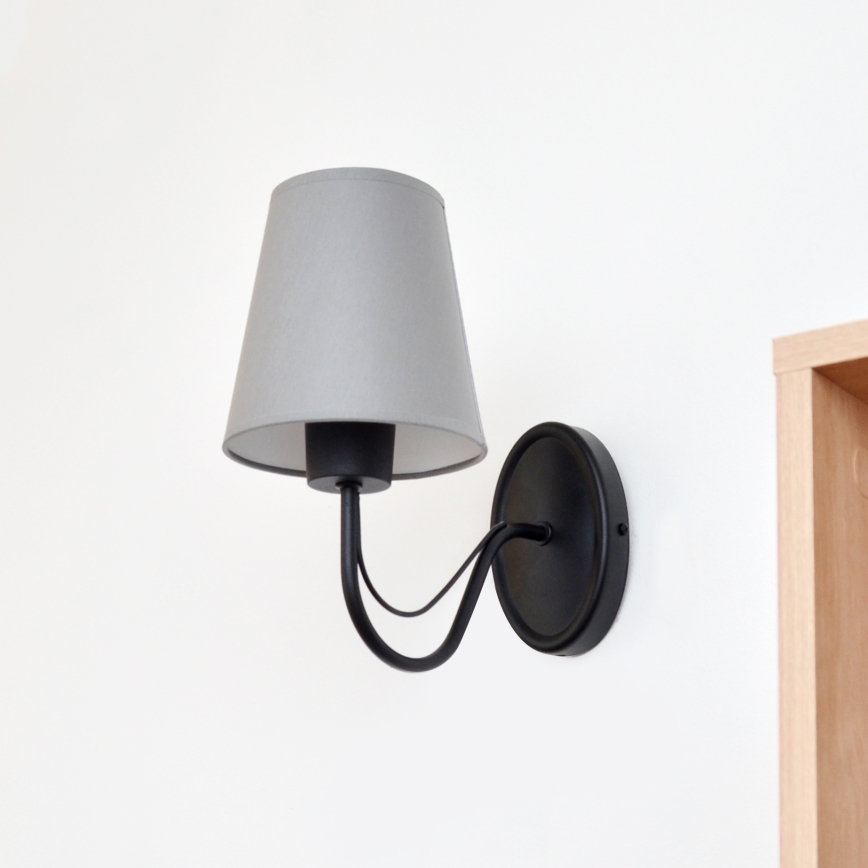 Vägglampa MALBO 1xE27/15W/230V grå/svart