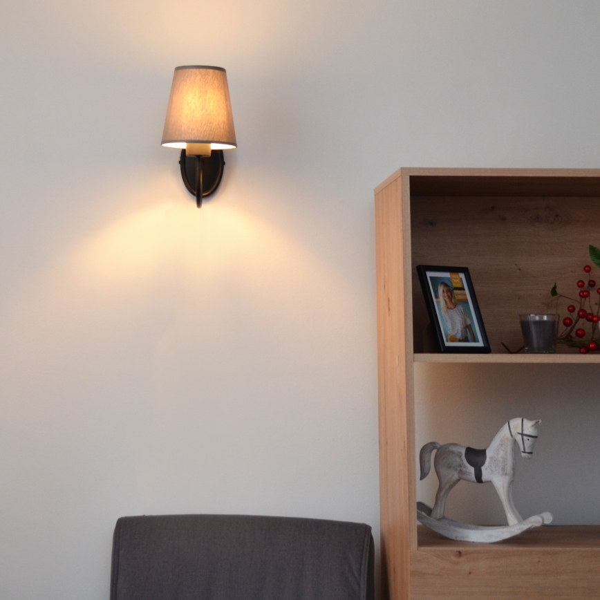 Vägglampa MALBO 1xE27/15W/230V grå/svart