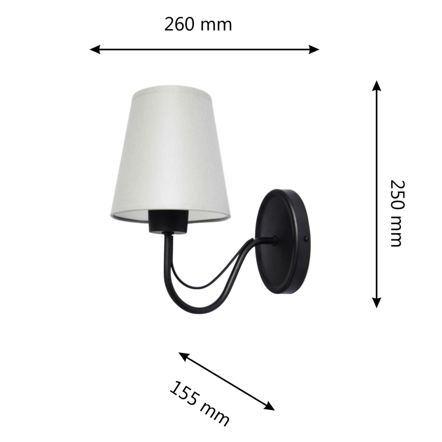 Vägglampa MALBO 1xE27/15W/230V grå/svart