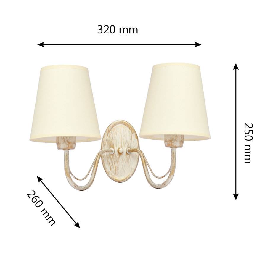 Vägglampa MALBO 2xE27/15W/230V beige