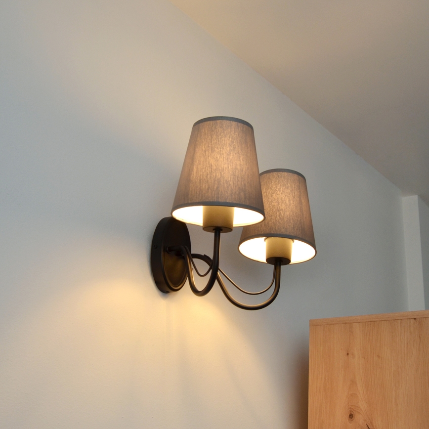 Vägglampa MALBO 2xE27/15W/230V grå/svart