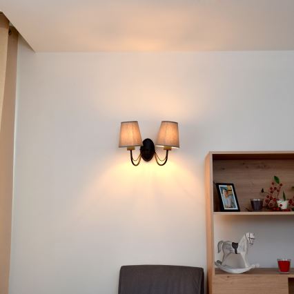 Vägglampa MALBO 2xE27/15W/230V grå/svart