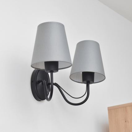 Vägglampa MALBO 2xE27/15W/230V grå/svart