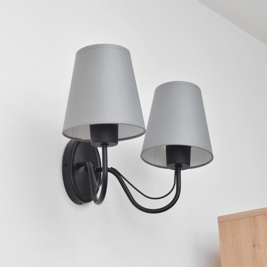 Vägglampa MALBO 2xE27/15W/230V grå/svart