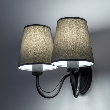 Vägglampa MALBO 2xE27/15W/230V grå/svart