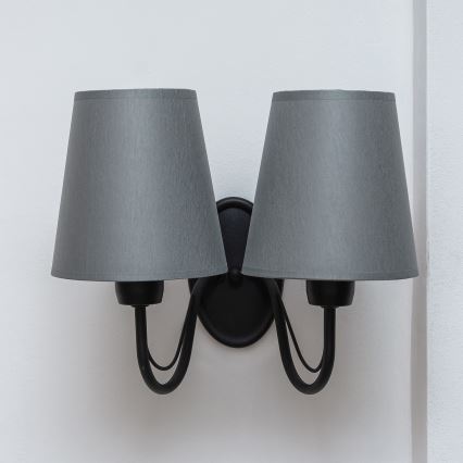 Vägglampa MALBO 2xE27/15W/230V grå/svart
