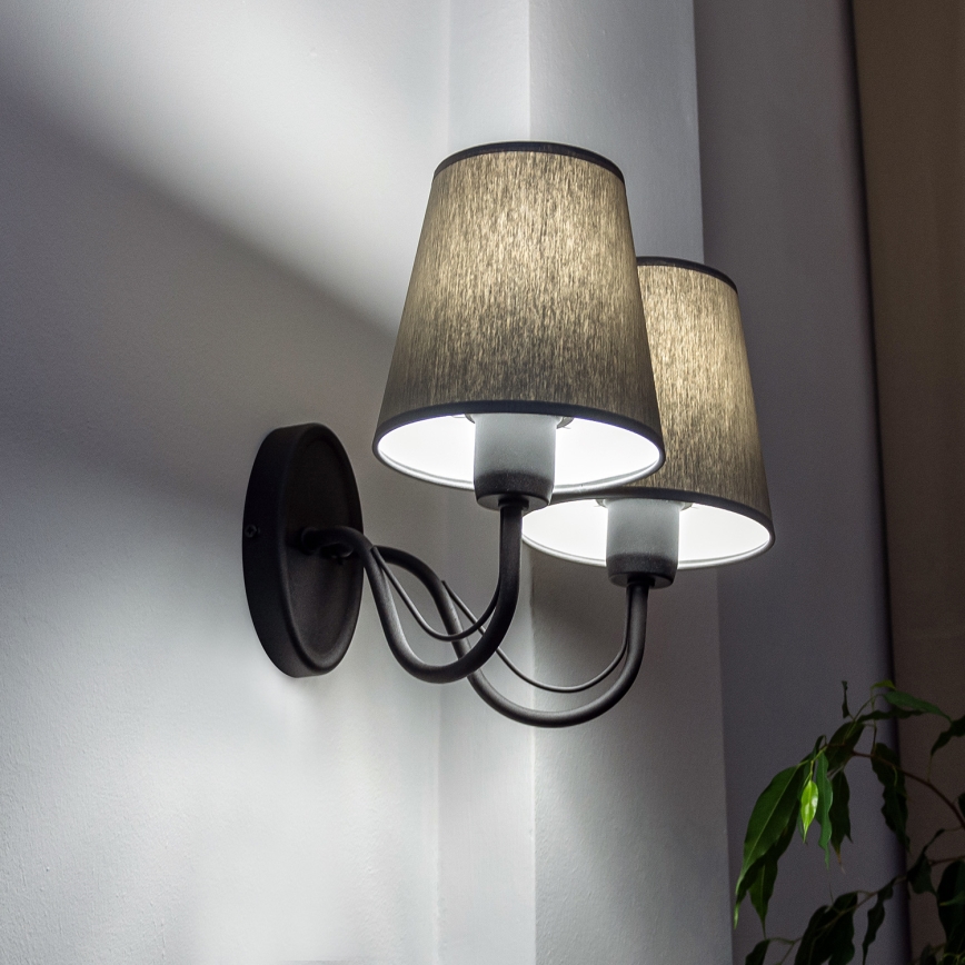 Vägglampa MALBO 2xE27/15W/230V grå/svart