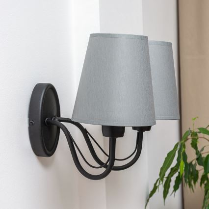 Vägglampa MALBO 2xE27/15W/230V grå/svart