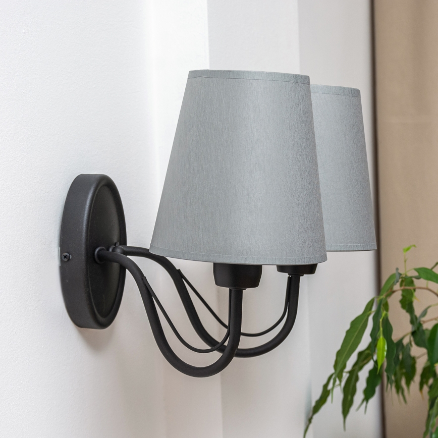 Vägglampa MALBO 2xE27/15W/230V grå/svart