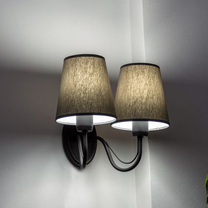 Vägglampa MALBO 2xE27/15W/230V grå/svart
