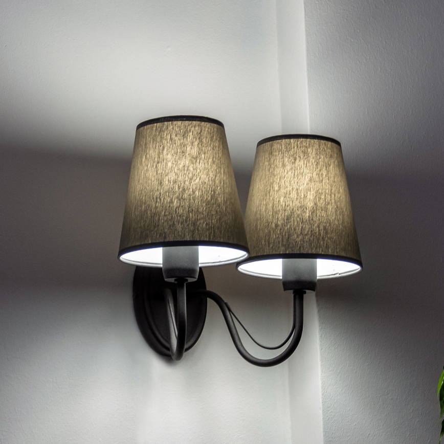 Vägglampa MALBO 2xE27/15W/230V grå/svart