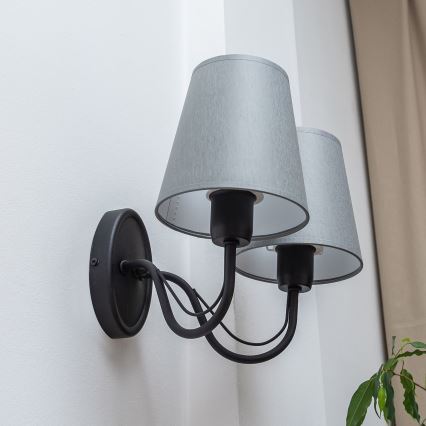 Vägglampa MALBO 2xE27/15W/230V grå/svart