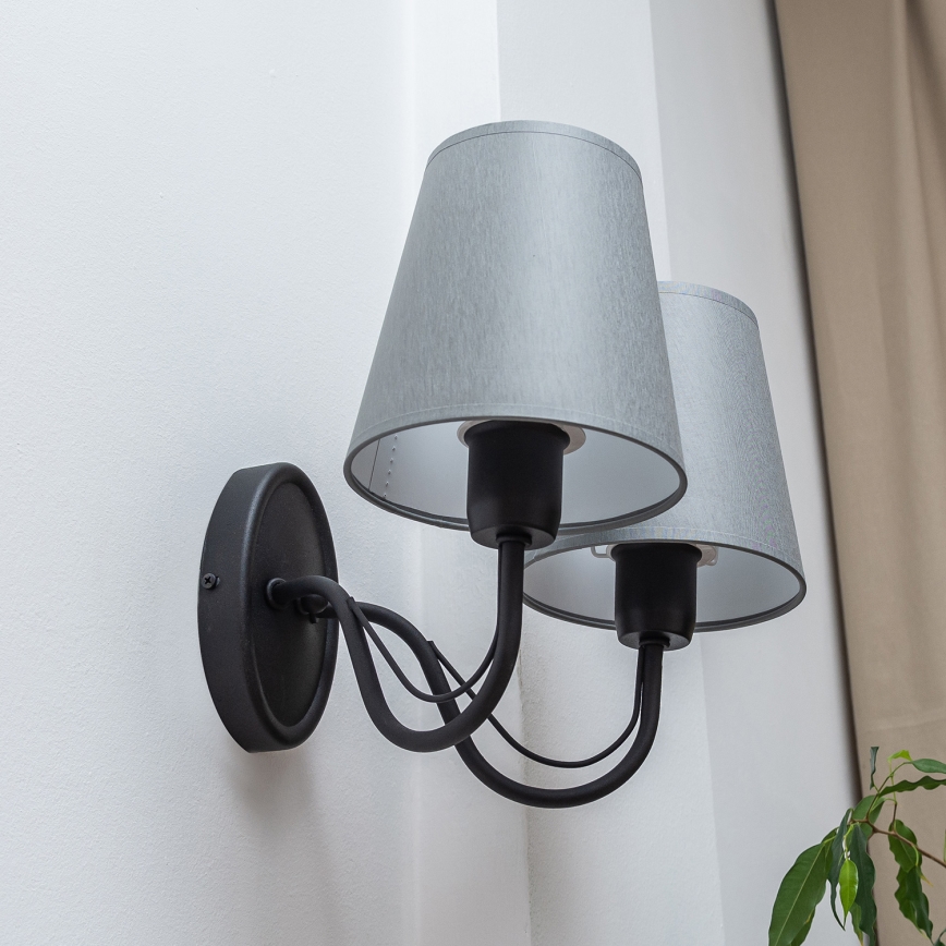 Vägglampa MALBO 2xE27/15W/230V grå/svart