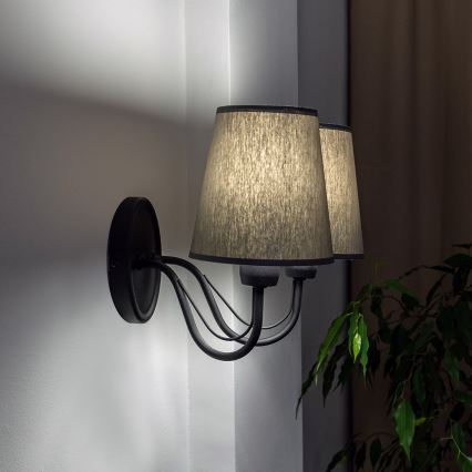 Vägglampa MALBO 2xE27/15W/230V grå/svart