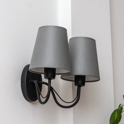 Vägglampa MALBO 2xE27/15W/230V grå/svart