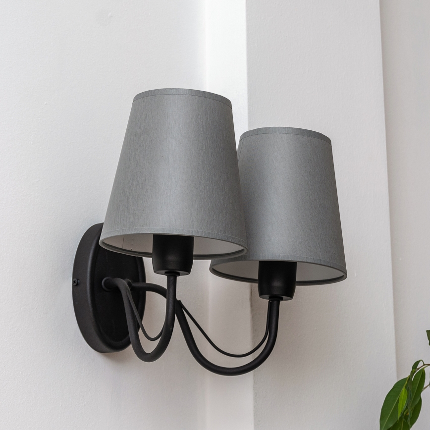 Vägglampa MALBO 2xE27/15W/230V grå/svart