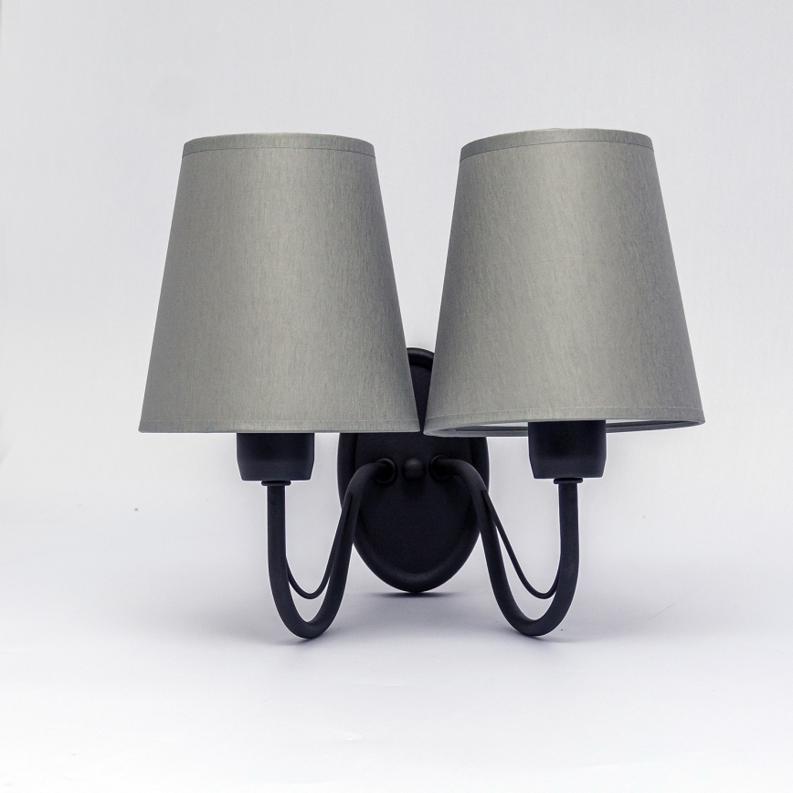 Vägglampa MALBO 2xE27/15W/230V grå/svart