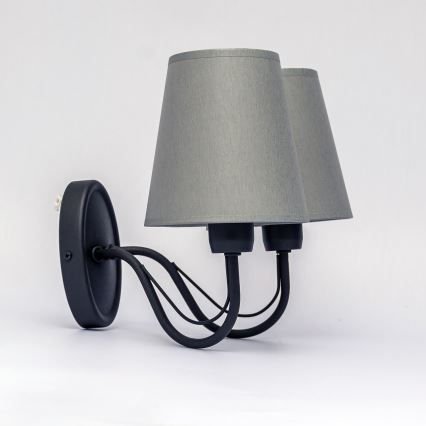 Vägglampa MALBO 2xE27/15W/230V grå/svart