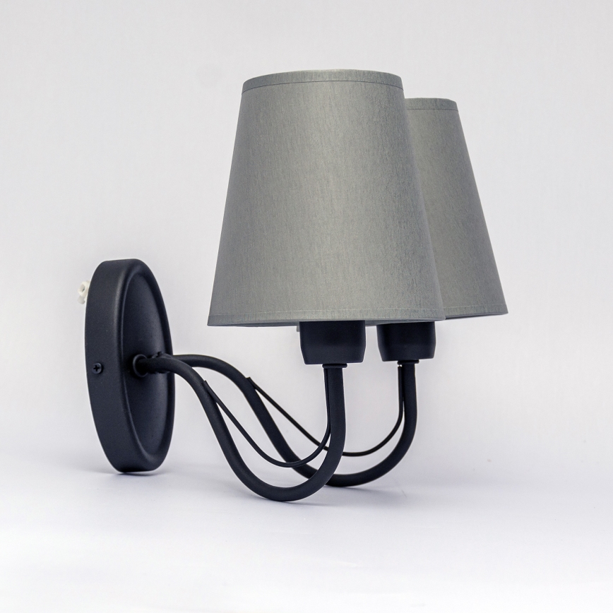 Vägglampa MALBO 2xE27/15W/230V grå/svart