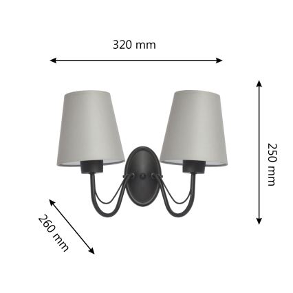 Vägglampa MALBO 2xE27/15W/230V grå/svart