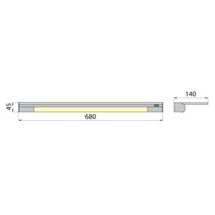 Vägglampa med hylla APERA T5 G5/13W/230V 68 cm
