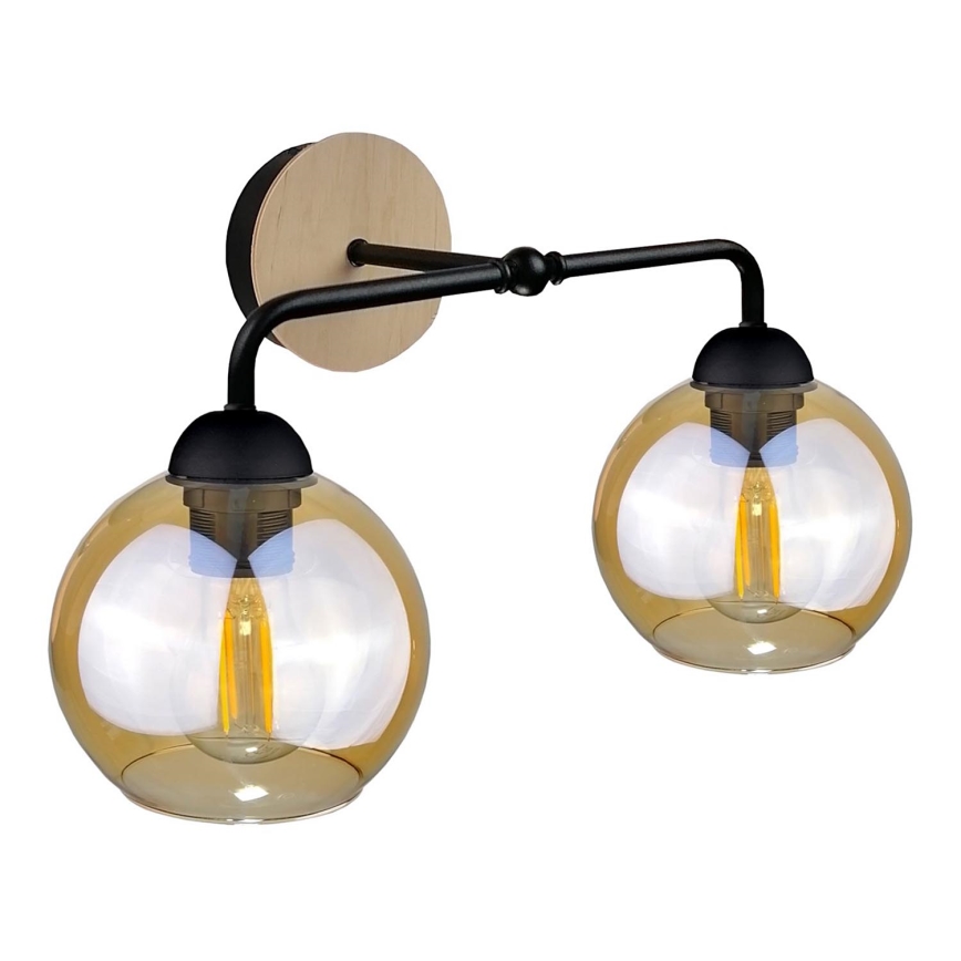 Vägglampa MELLE WOOD 2xE27/60W/230V
