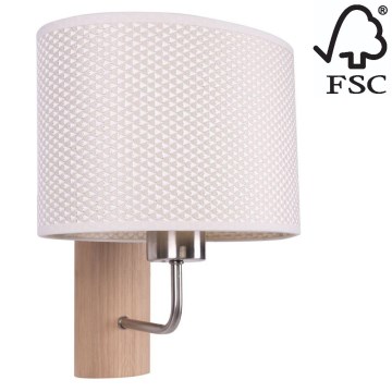 Vägglampa MERCEDES 1xE27/25W/230V grädde/ek – FSC certifierade