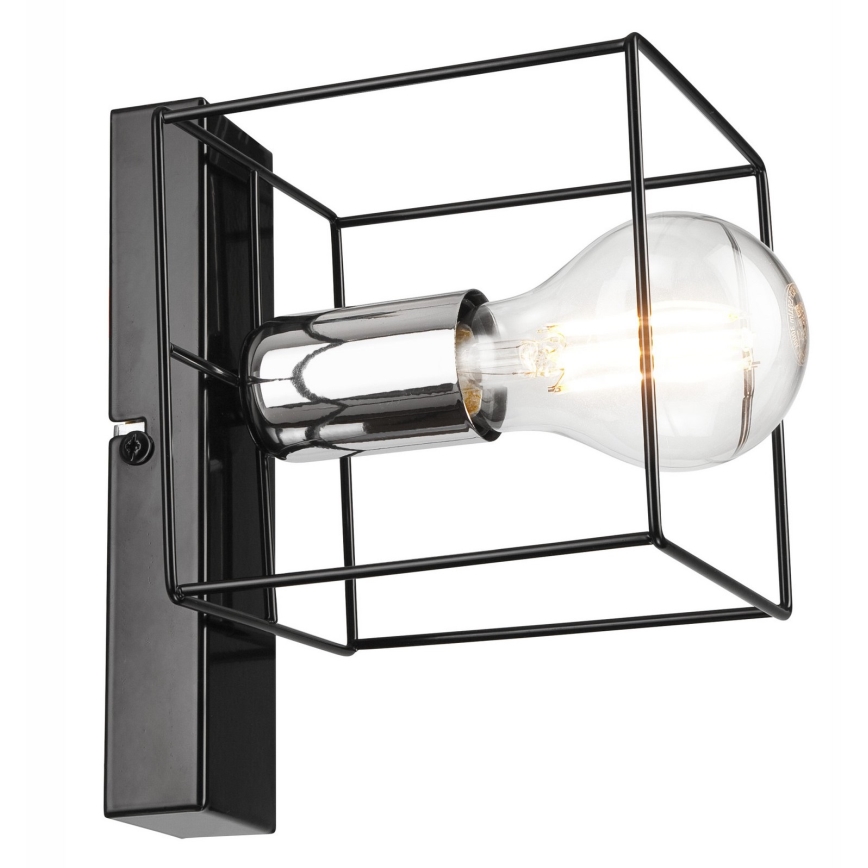 Vägglampa MIKA 1xE27/60W/230V svart/skinande krom