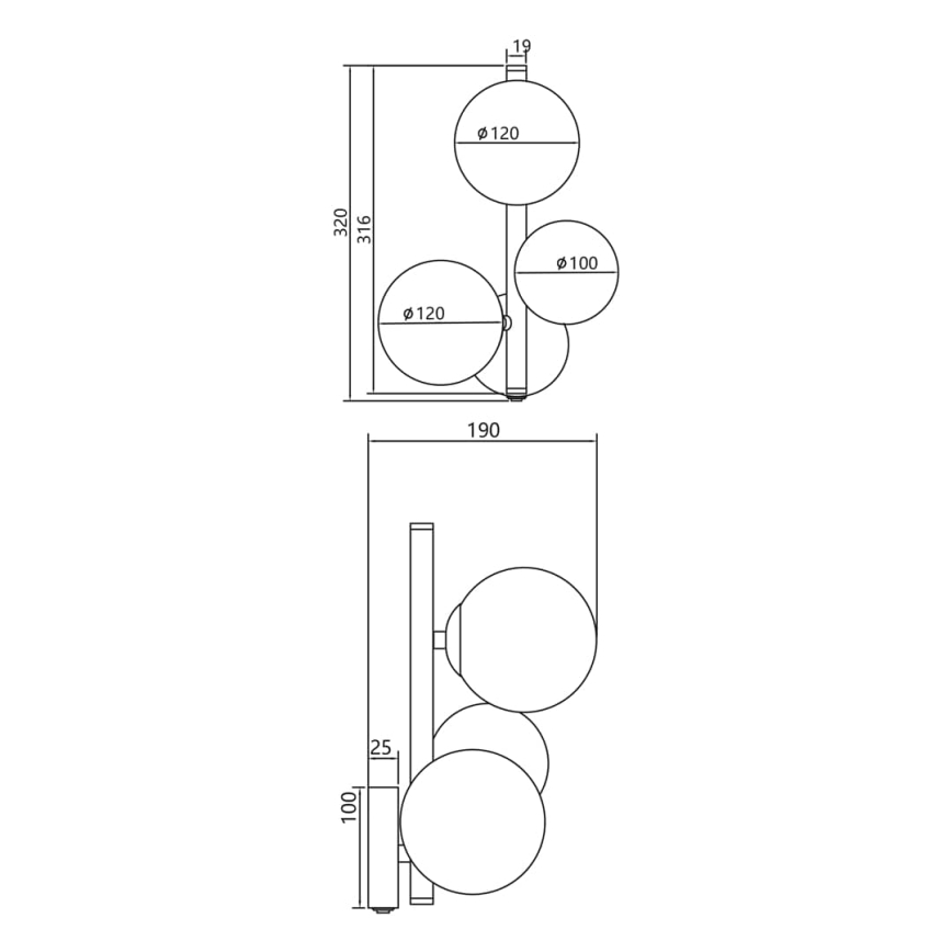 Vägglampa MILA 3xG9/9W/230V svart/grå