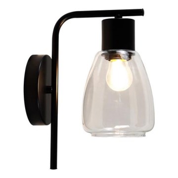 Vägglampa MOLDO 1xE27/40W/230V svart/genomskinlig