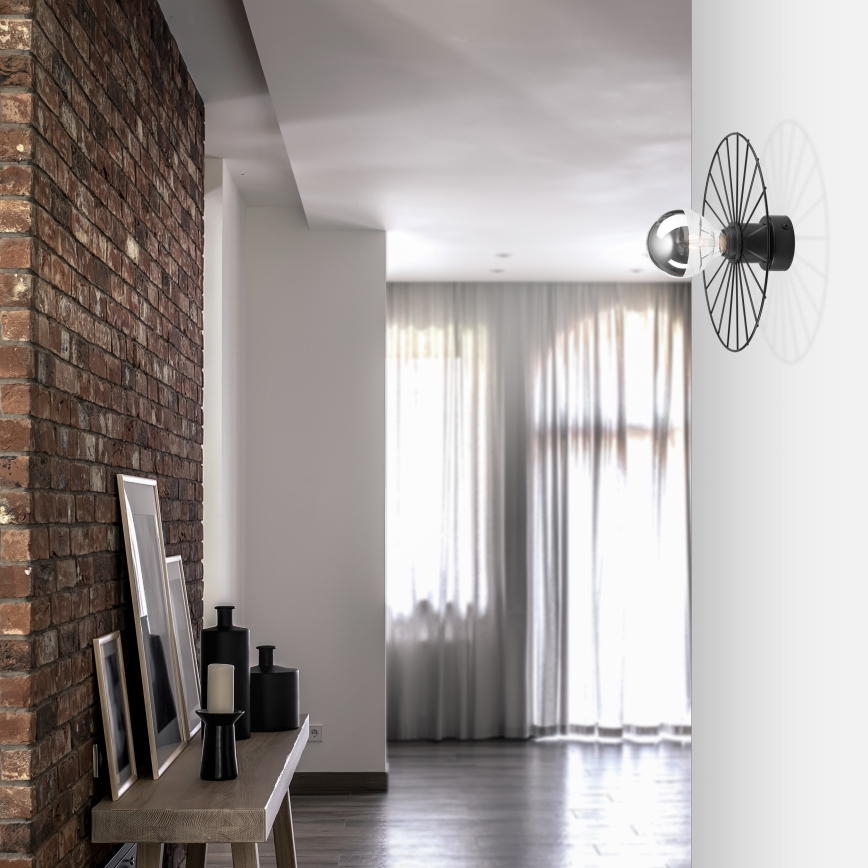 Vägglampa MONTANA 1xE27/15W/230V diameter 30 cm svart