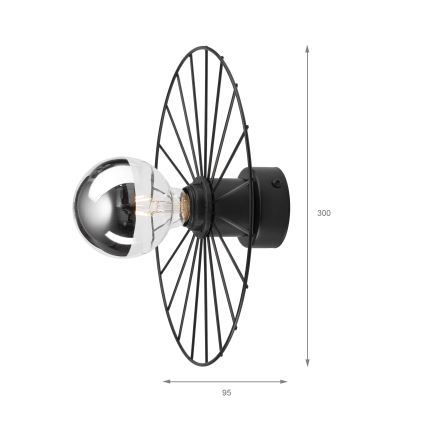 Vägglampa MONTANA 1xE27/15W/230V diameter 30 cm svart