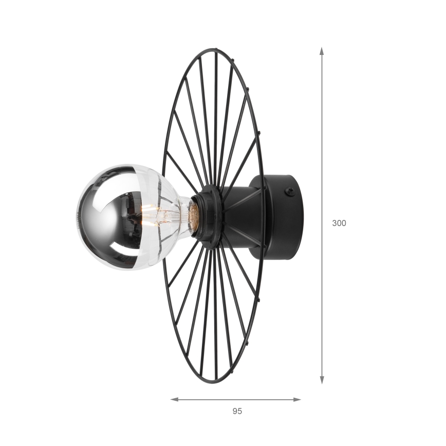 Vägglampa MONTANA 1xE27/15W/230V diameter 30 cm svart