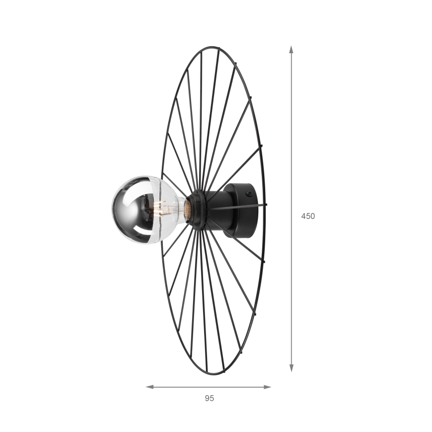 Vägglampa MONTANA 1xE27/15W/230V diameter 45 cm svart