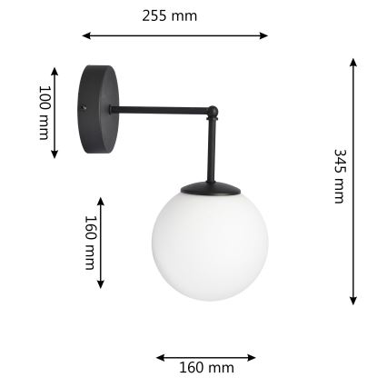 Vägglampa MOON 1xE27/15W/230V svart