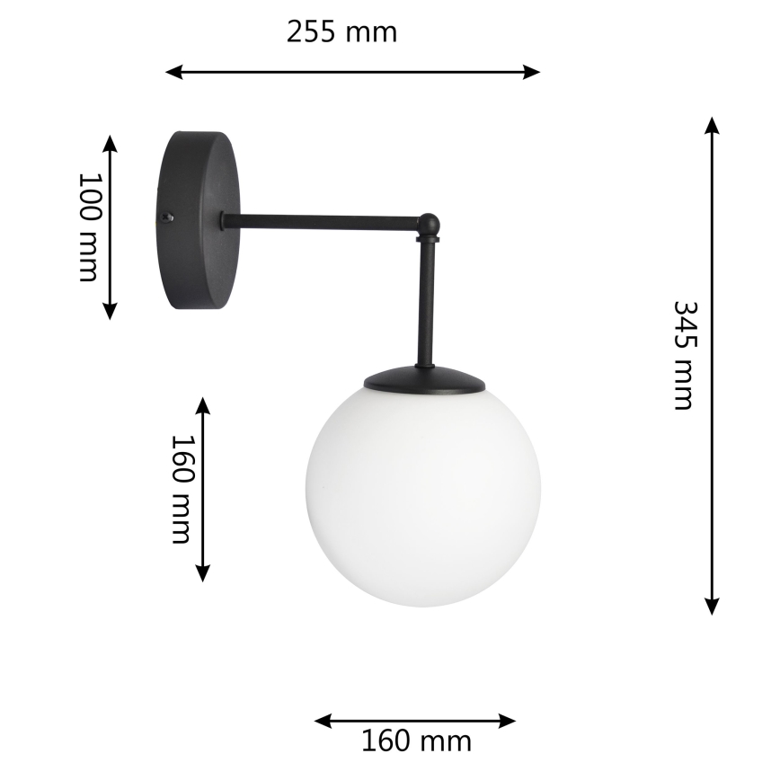 Vägglampa MOON 1xE27/15W/230V svart